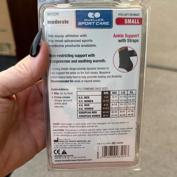 🆕 Set of 2 Ankle Support with Straps - Black. S. Brand New in Box!💥 - Picture 2 of 2